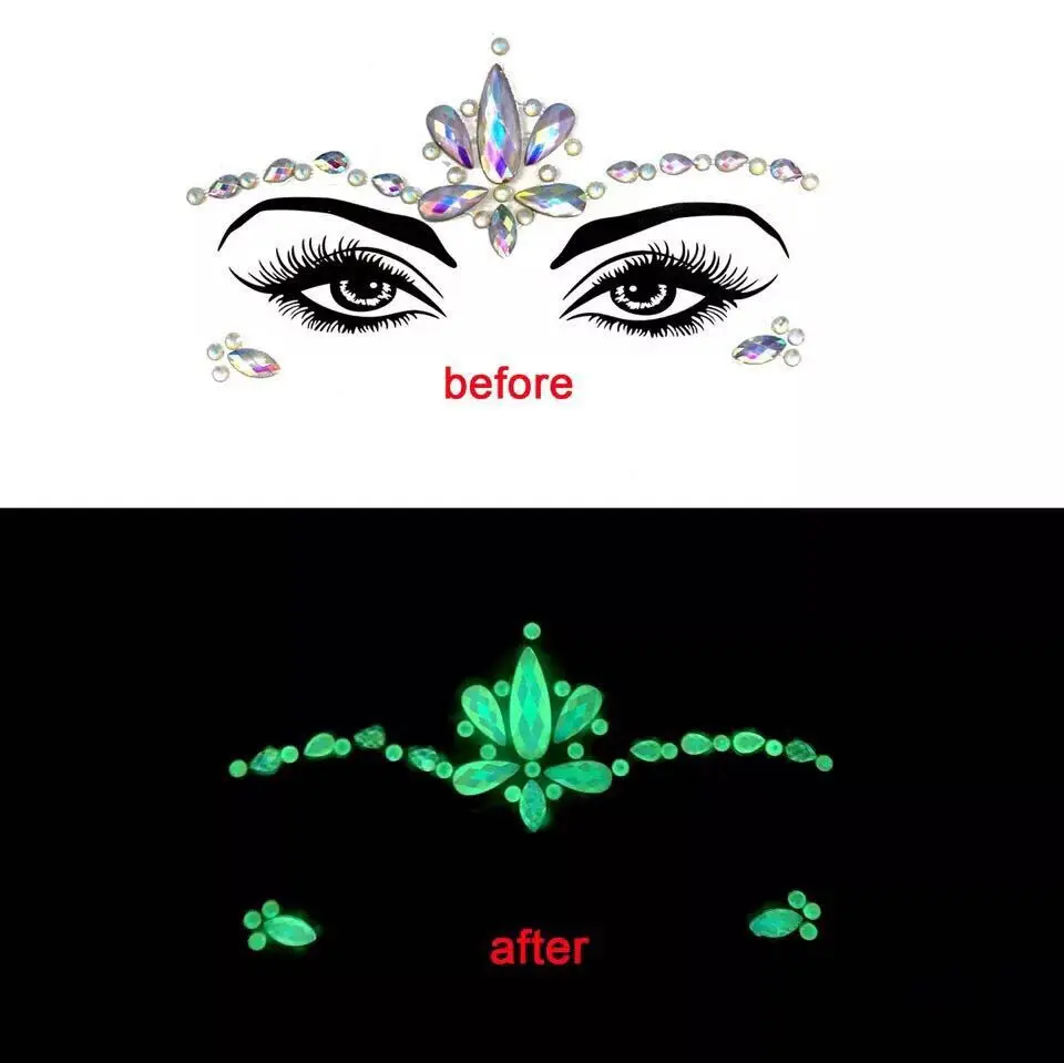 5 Luminous Glitter Calavera Мексиканская наклейка на лицо с кристаллами светящиеся наклейки на глаза с блестками временные наклейки на тату Украшения для тела музыкальный фестиваль вечерние тату - Цвет: 5 Luminous Glitter