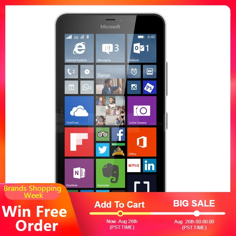 Оригинальный Nokia Lumia 640 одна Sim и две sim-карты Windows телефон четырехъядерный 8 Гб rom 1 ram