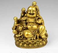 chinese brass copper lucky wealth money ruyi boy happy maitreya buddha statue