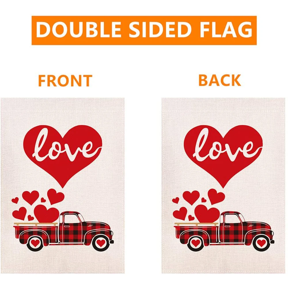 Сад Флаг для ко Дню Святого Валентина Двусторонняя буйвола красного цвета в