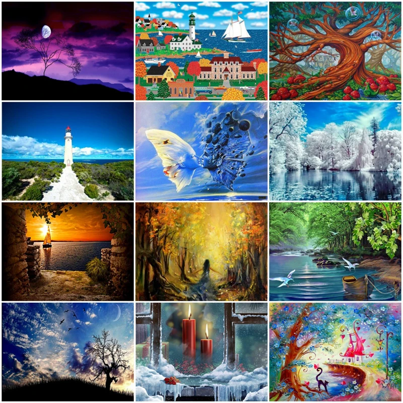 

5D DIY Diamond landscape painting Diamond Painting Cross Stitch Full square round diamond Mosaic Decoration