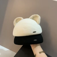 personality cute cat ears wool beret woman fall and winter fashion casual versatile painter hat tweeze small top hat trend