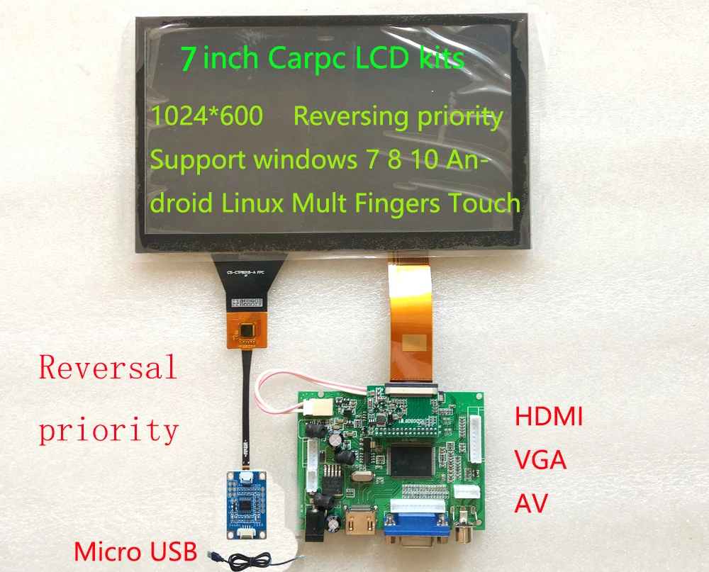 CARPC Комплект 7 дюймов 1024 600 LCD HSD070IFW1 высокая яркость и грязевая плата HDMI