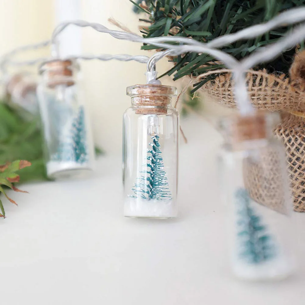 

Christmas Tree Glass Jar Bottle String Lights With 10 LED Battery Operated For Wedding Party Fairy Lights Christmas Deocration