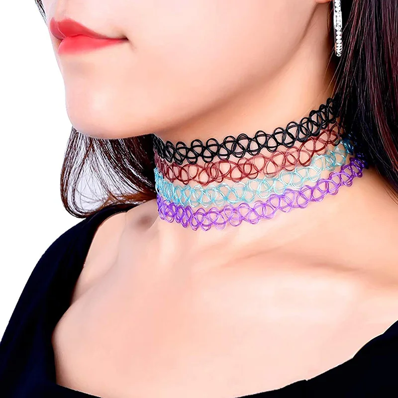

Trendy Party Short Necklace Women Elastic Fish Line Cross Weave Vintage Tattoo Choker Female Clavicle Chain Decorative Jewelry