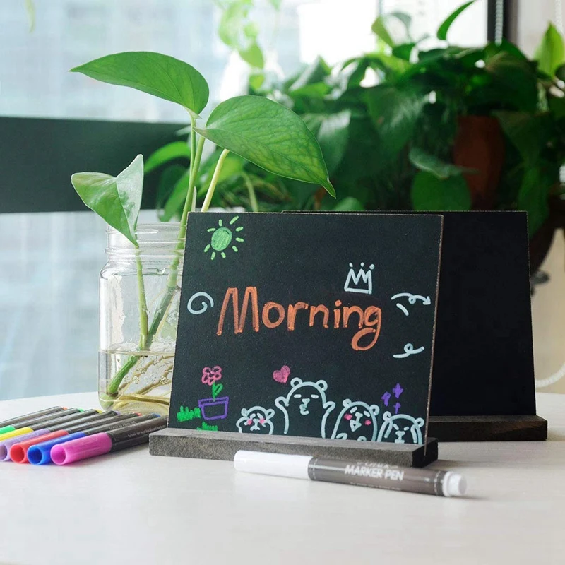 

8Pc Wooden Blackboard Message Price Display Wood BlackBoard DIY Stand Chalkboard Notice Blackboard Stationery Writing Board