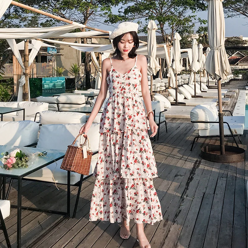 Женское Шифоновое Платье макси с цветочным принтом элегантное сказочное