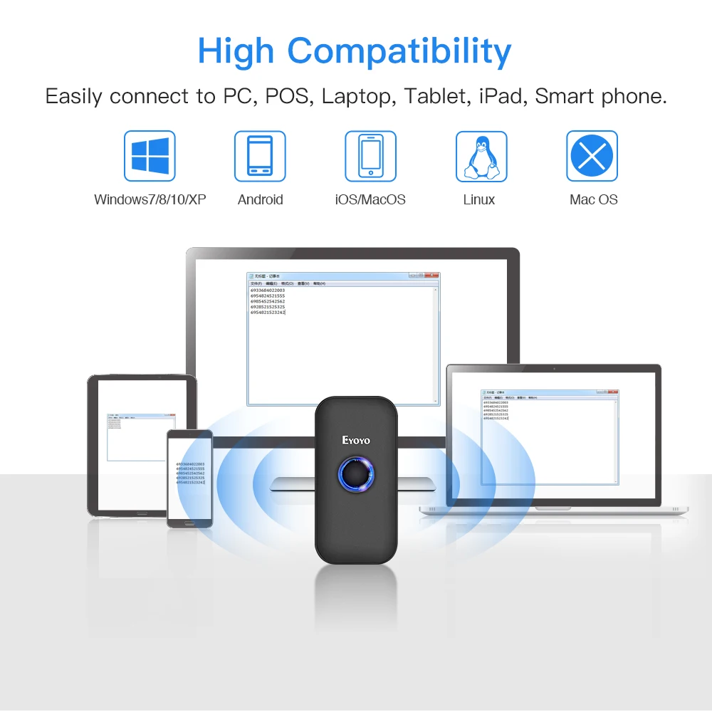 Eyoyo EY 009 мини 1D/2D QR сканер штрих кода 2 4G беспроводной и Bluetooth считыватель