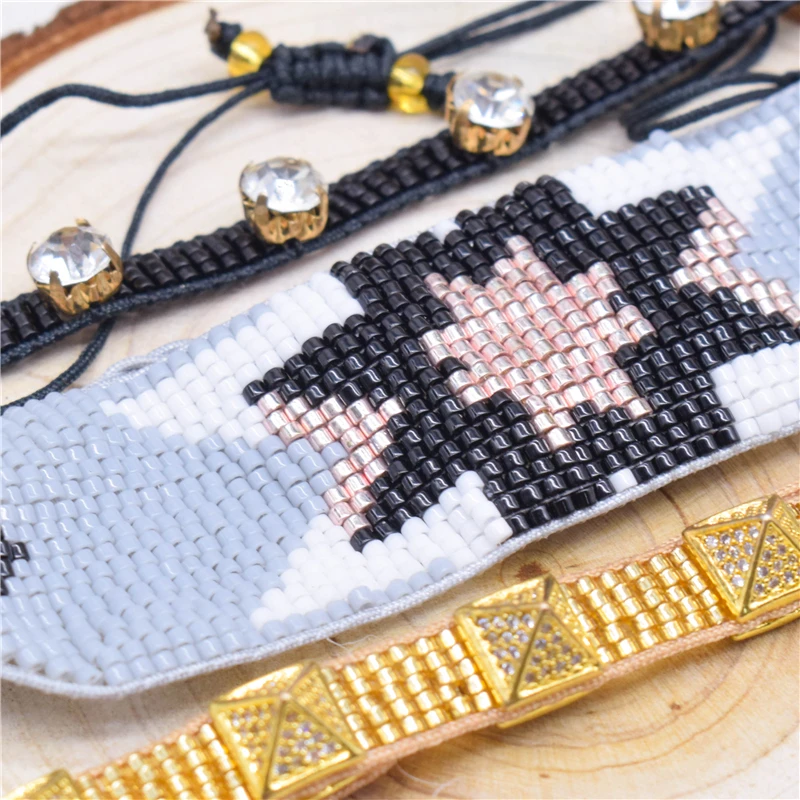 

Delica MIYUKI Bracelet Rivet Bileklik Pulsera 6 Wrap Crystal Mexico Cuff Armband Party Jewelry For Women Tassel Bracelets Handma