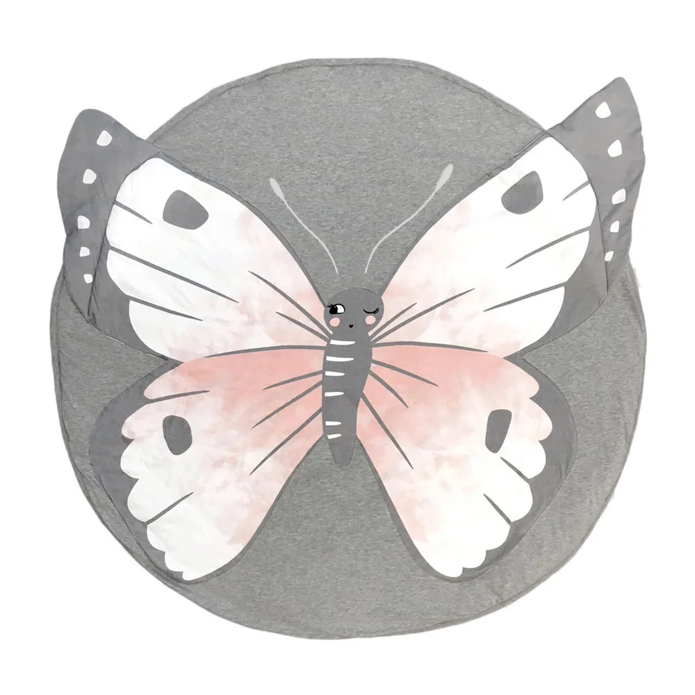 butterfly Игровой коврик мультфильм животных Детская мозаика новорожденных ползание младенца одеяло хлопок Круглый Пол коврик, мат для Детская комната Декор - Цвет: butterfly