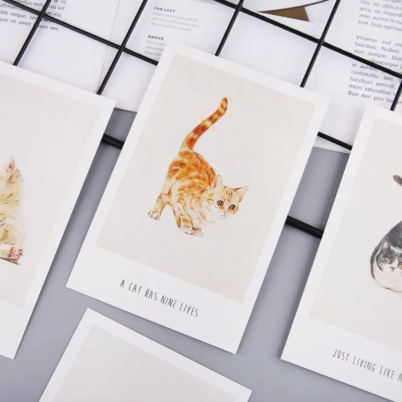 

30 Sheets Cat Paintings Retro Vintage Postcard Christmas Gift Card Wish Poster Cards 32CA