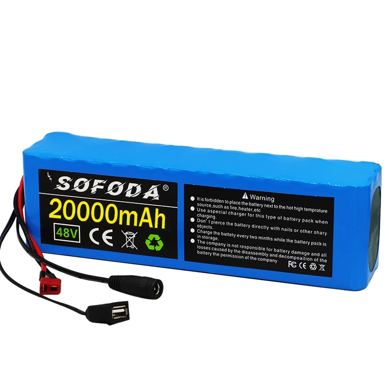 48v lithium ion battery 20Ah 1000w 13S3P Lithium Battery Pack For 54.6v E-bike Electric bicycle Scooter with BMS+charger | Спорт и