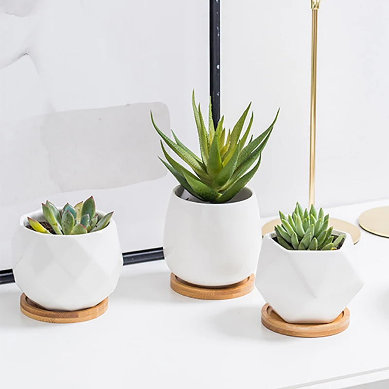 Маленький фарфоровый горшок ваза прямоугольной формы для суккулентов