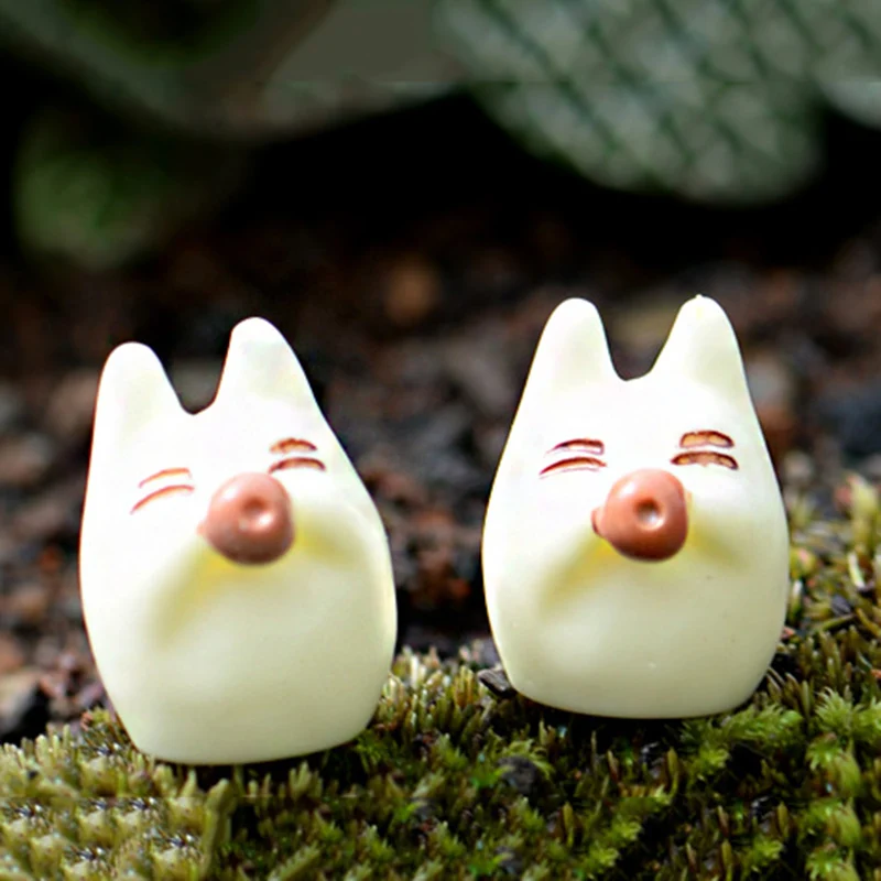 Мини Белый Tonari Totoro кошка японского аниме мультфильм маленькая статуя фигурка