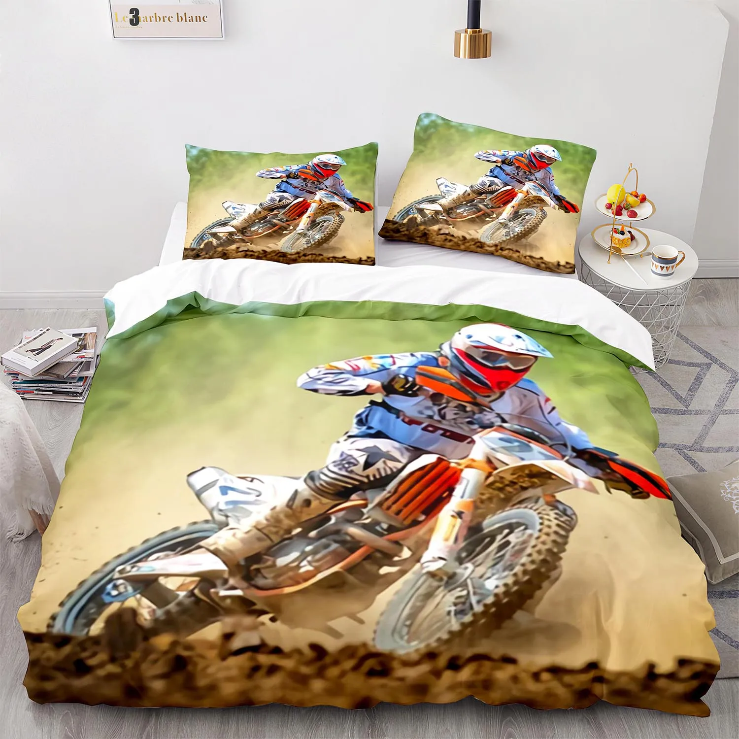 

Nwe Extreme Sport Off-road Stunt Motorcycle Bedding Set Single Twin Full Queen King Size Bed Set Aldult Bedroom Duvetcover 009