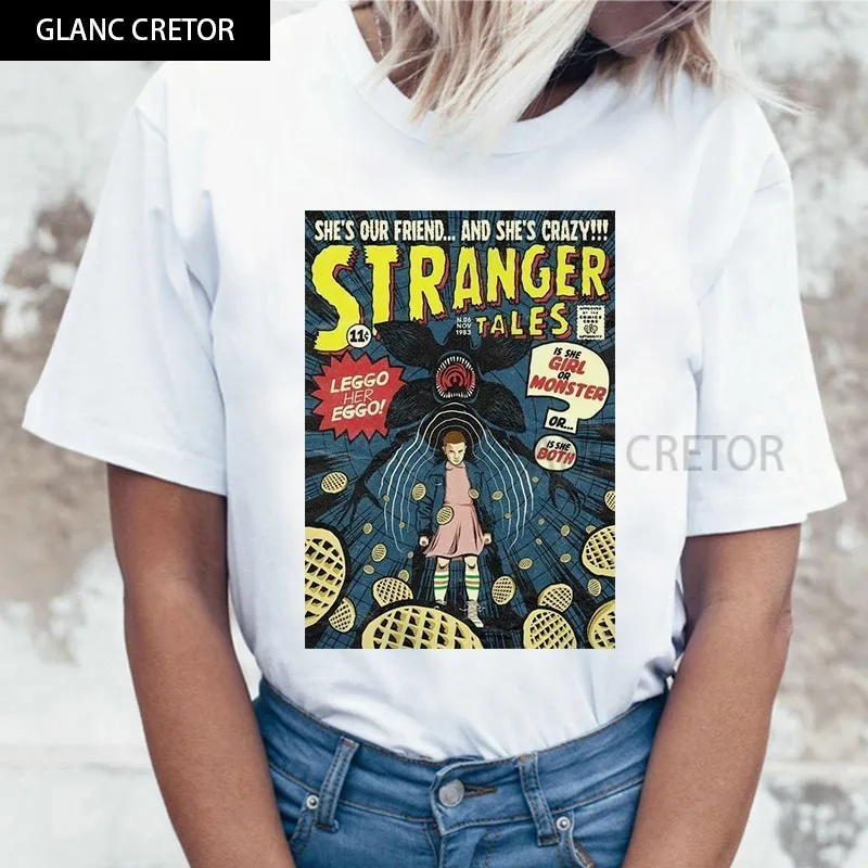 

Harajuku Funny Movie Shirt Stranger Things T Shirt Eleven Women Casual Top Tee Shirts Tshirt T-shirt Female Femme Clothing