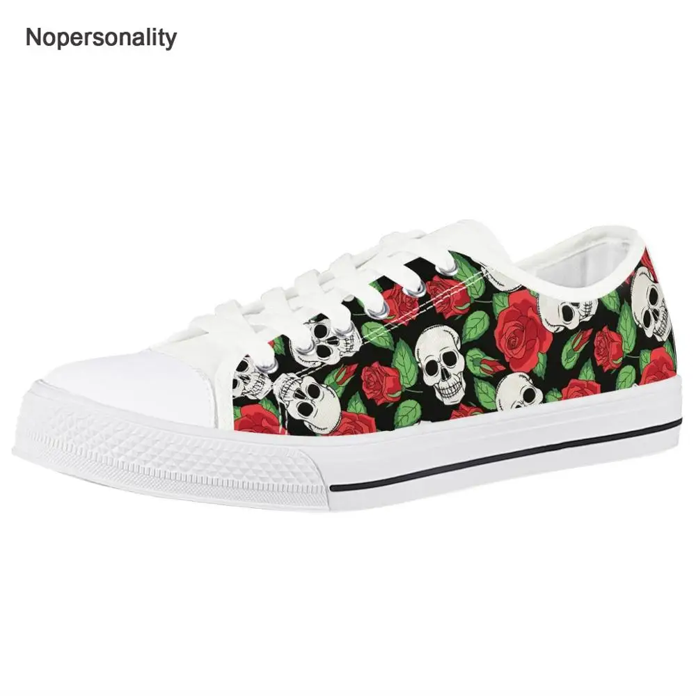 

Nopersonality Floral Sugar Skull Print Low Top Canvas Shoes Classic Female Ladies Flat Sneakers Personalized Canvas Shoes