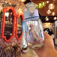 disney children summer straight drink cup frozen drink cup male and female students straw kettle plastic with pull string