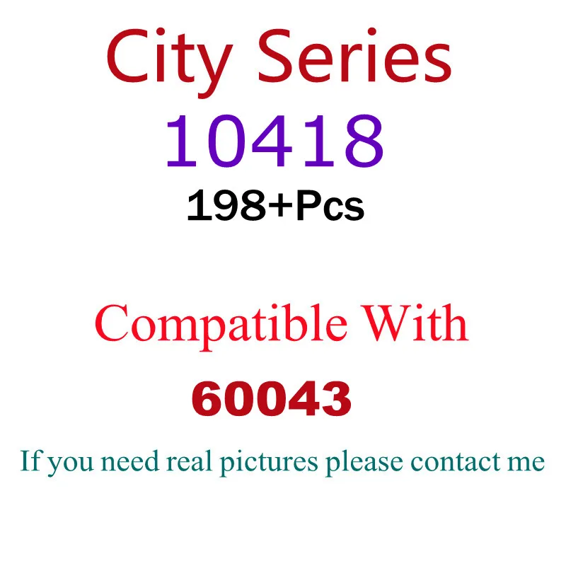 

198Pcs 10418 Building Block Toy City Series 60043 Assembled Building Block Children's Toy Gifts