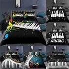 Комплект постельного белья, 23 шт., с принтом музыкальных нот, клавиш, пианино, пододеяльник, мягкий пододеяльник, наволочка, домашний текстиль, размер Queen и King