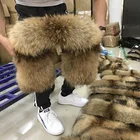100% натуральный мех воротник 2021 зима натуральный мех енота женские шарфы пальто Шарфы роскошные мужские парки женские теплые 60 см 70 см 80 см #2