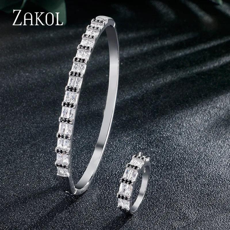 Новое поступление Классические свадебные ювелирные изделия ZAKOL с кубическим
