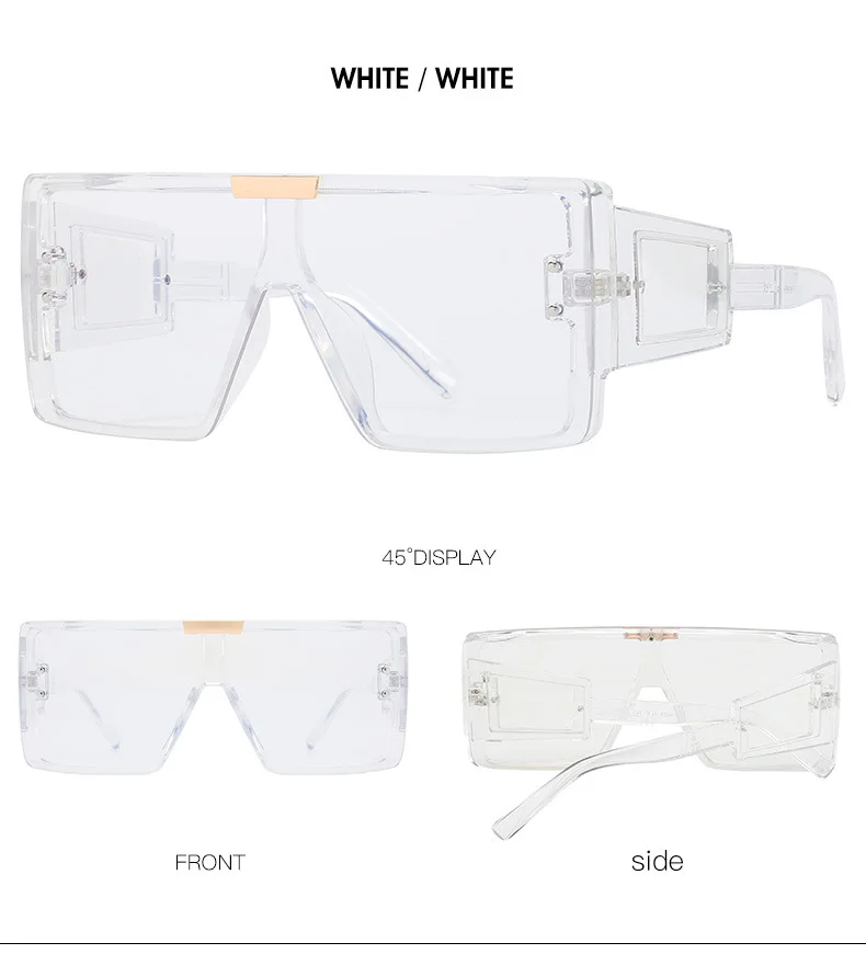 Übergroßen Goggle Platz Sonnenbrille Frauen Marke Steampunk Einem Stück Flachen Top Sonnenbrille Männer Vintage Großen Rahmen Brillen UV400 – Detail 13