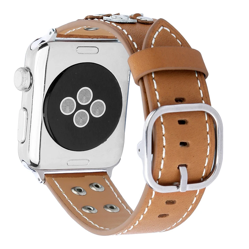 FOHUAS, ремешок из натуральной кожи для Apple Watch, 5, ремешок, 44 мм, 42 мм, iwatch, ремешок с цветком для ногтей, 38 мм, женский браслет с разъемом-адаптером