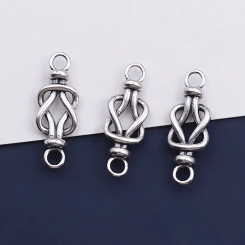 

925 Sterling Silver Fashion Concentric Knot Design Couple Charm Double Hole Connector Silver Pendants Gift DIY Jewelry Findings