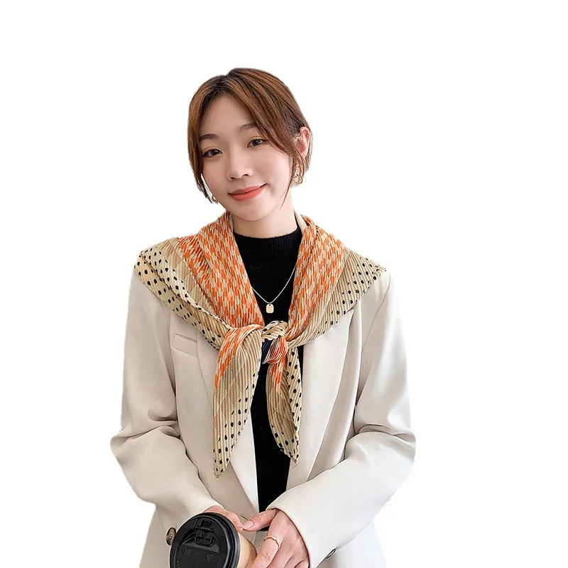 

Новинка весна-осень квадратные шелковые шарфы женский полосатый саржевый головной платок уличный шейный декорирующий волосы женский плат...