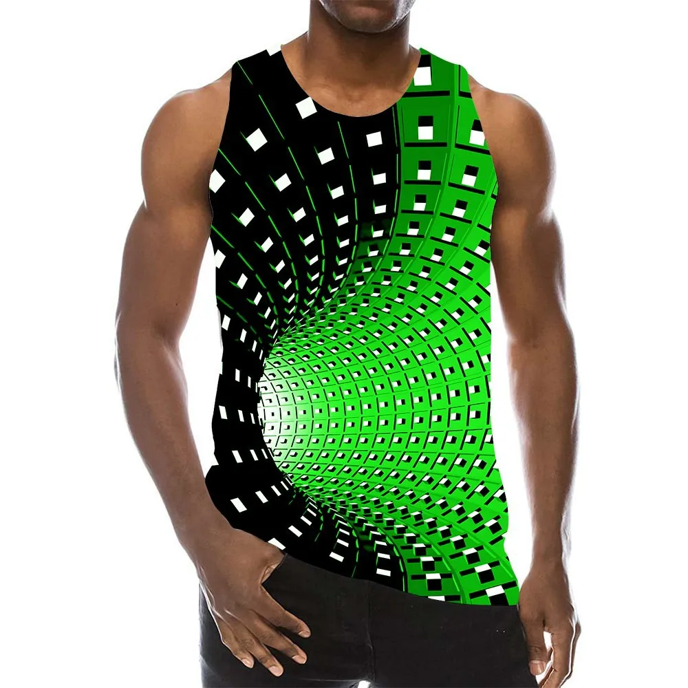 Whirlpool Wormhole Tank Top For Men 3D Print Psychedelic Hole Sleeveless Pattern Top Graphic Vest