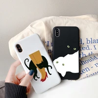 phone case for iphone 11 12 13 pro max 6s 7 8 plus se 2020 x xr xs max fashion black and white cat meow soft silicone back cover