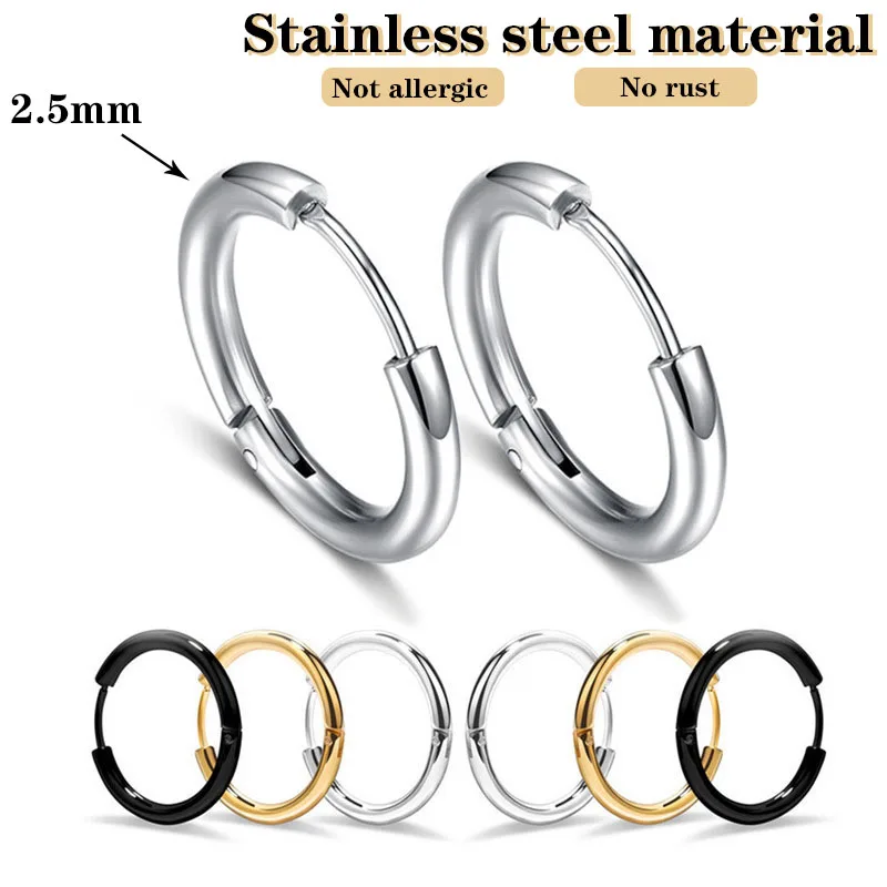 

2Pcs Hoop Stud Earrings Women Men Stainless Steel Ring Jewelry France Spain Wholesale Earings Fashion Jewelry 2020 Rose Gold