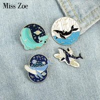 save the ocean enamel pin astronaut and whale adventure in space ocean brooches bag lapel pin badge jewelry gift for friends