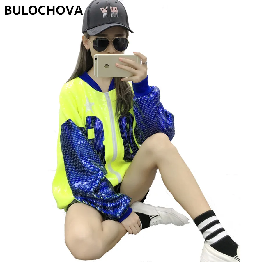 

BULOCHOVA New Autumn Women Runway Fashion Multicolor Sequins Stage Party Short Coat Print Letters Zippers Jacket Coats