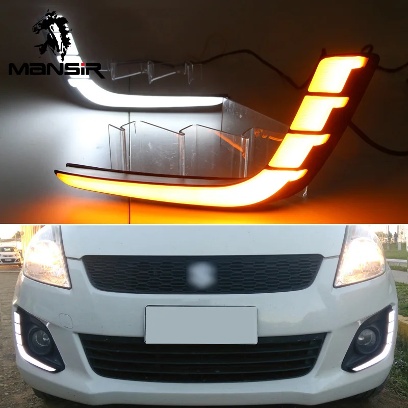 

DNO Car 12V LED DRL Day Light For Suzuki Swift 2014 2015 2016 Turn Yellow Signal Auto Daytime Running Lamp