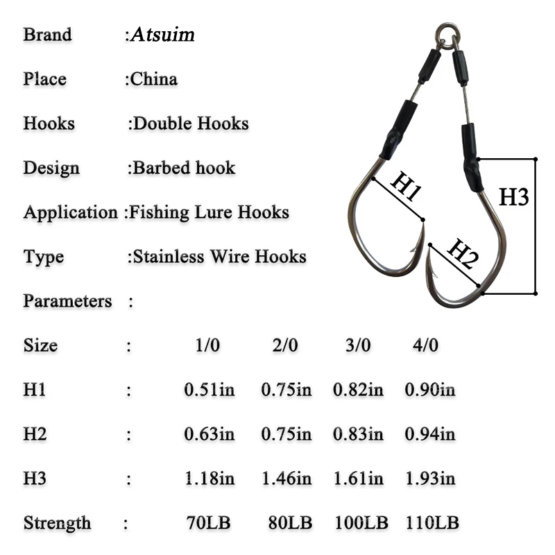 Atsuim Stainless Wire Hooks Lure Slow Fast Jigging Hooks Assist Carbon Hooks Fish Falling Saltwater Fishing Accessories Hooks enlarge