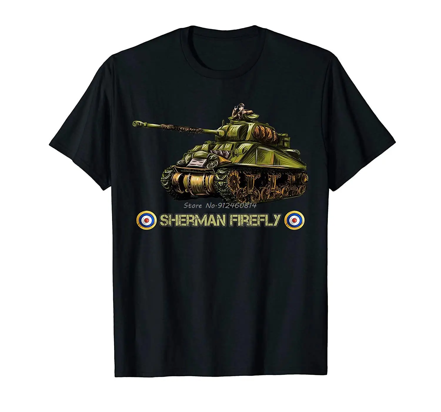 

World War 2 British Army Tank Sherman Firefly Gift T-Shirt Men Cotton O-neck Tshirt Hip Hop Tees Streetwear Harajuku