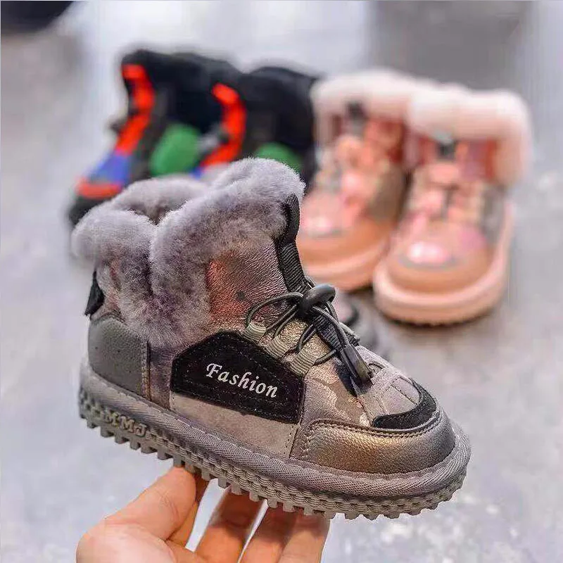 Новинка Теплая обувь средней длины для девочек Детские хлопковые зимние сапоги