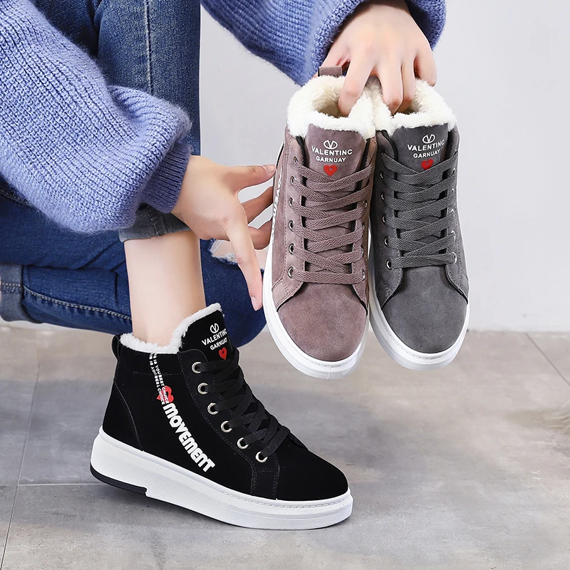 

Women's Shoes Winter Women Boots Warm Fur Plush Lady Casual Shoes Lace Up Fashion Sneakers Zapatillas Mujer Platform Snow Boots