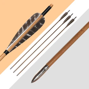 Huntingdoor 612 бамбуковые стрелы ручной работы для стрельбы из лука, традиционные деревянные стрелы турецкие с перьями, охотничьи стрелы для стрельбы из рекурсивного лука