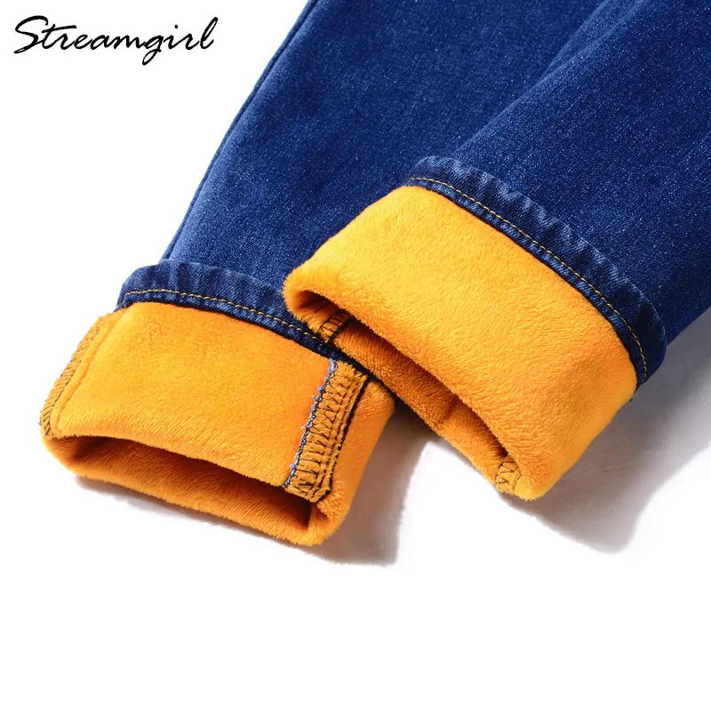 Blue Velvet Capris Эластичные джинсы женские для зимы узкие джинсы Femme обтягивающие толстые женские теплые джинсы с флисовой подкладкой плюс размер женские с высокой талией черные - Цвет: Blue Velvet Capris