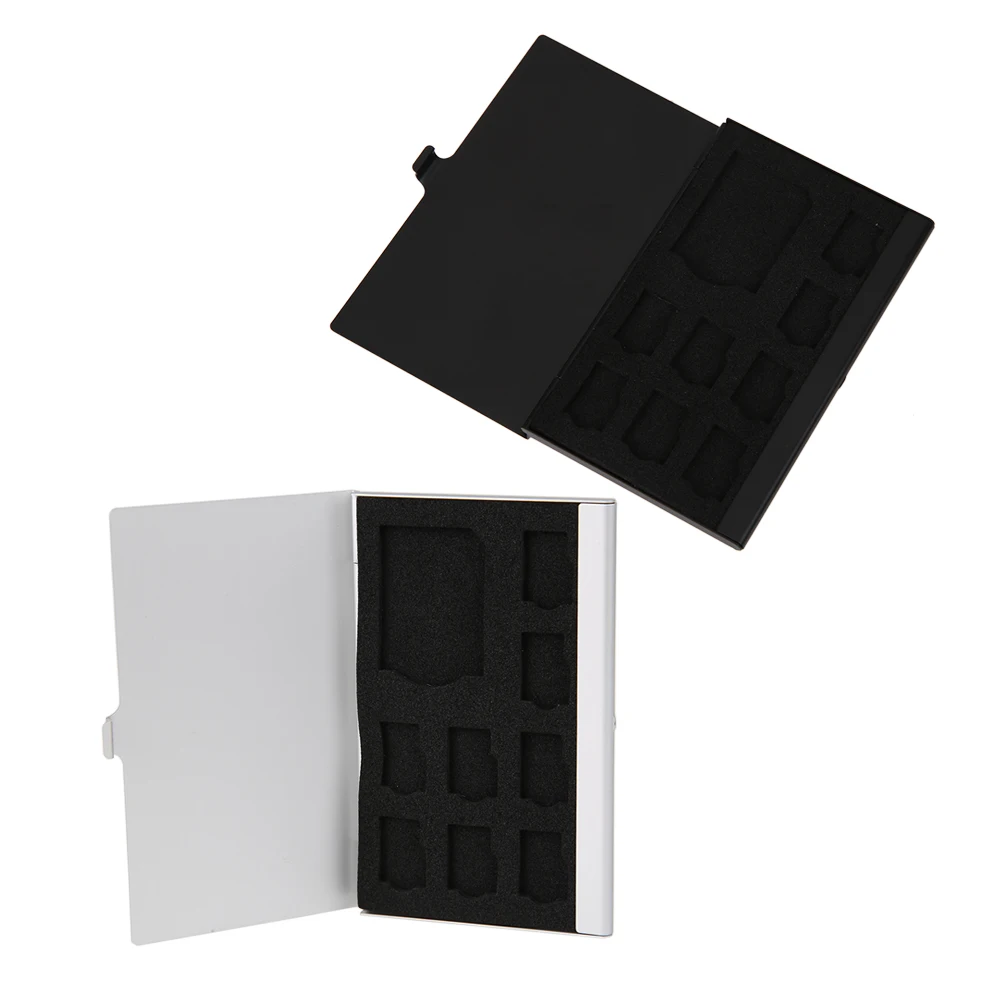 

Portable Menmory Card Case Monolayer Aluminum 1SD+ 8TF Micro SD Card Pin Storage Box Case Holder Memory Card Storage Cases Black