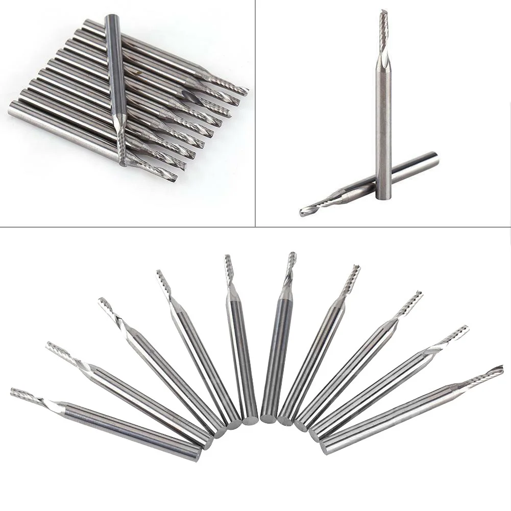 10 шт. 1/8 2 мм твердосплавная спиральная фреза Концевая Наборы ЧПУ одиночный флейта