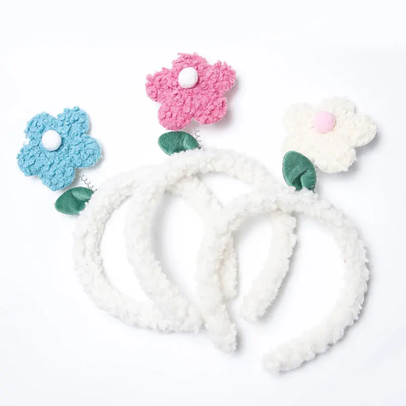 

Fashion Cute Hairband Little Red Flower Hair Band Korean Plush Spring Hairband Wash Face Accessories For Woman Girls