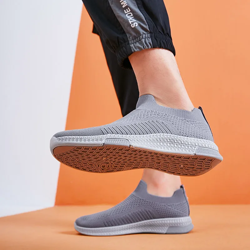 

2021 Spring Autumn New Concise Style Men's Vulcanize Shoes Mesh Rubber Shallow Flat Shoes Breathable Comfortable for Sport