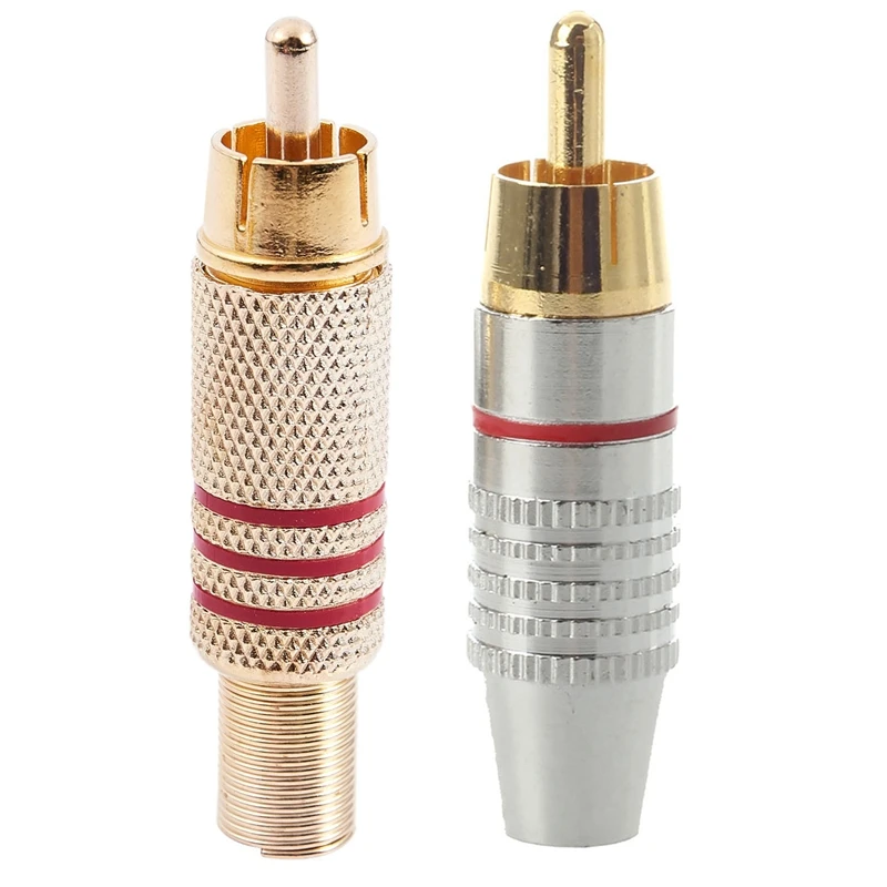10 шт. золотой тон штекер RCA аудио разъем металлический пружинный адаптер и