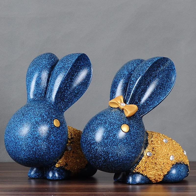 

A pair of Big European Style Lovers Rabbit Resin Creative Valentine Gift Wedding Decor Home Decoration