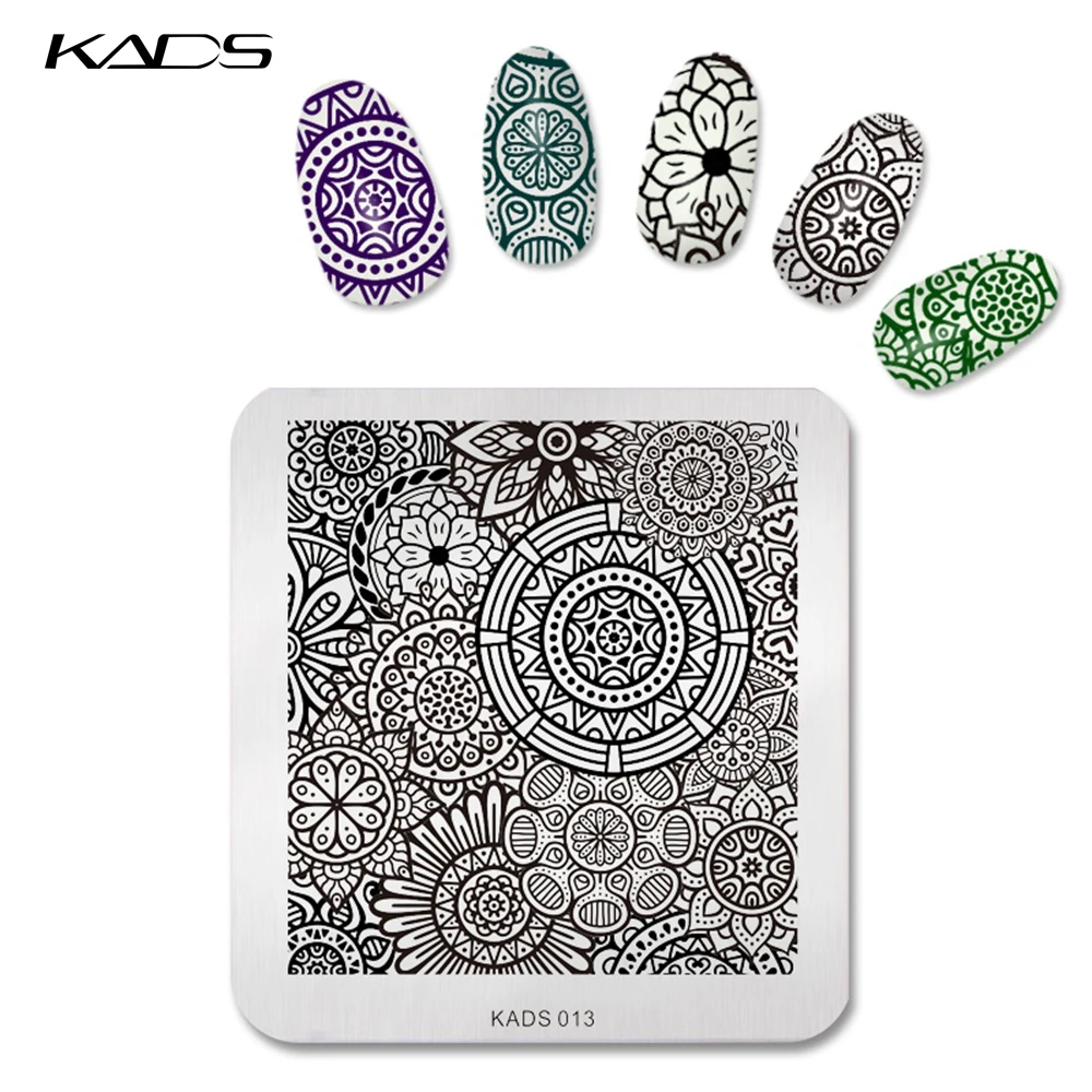 Трафарет для дизайна ногтей KADS 5 шт./компл. с принтом в виде цветов пластины