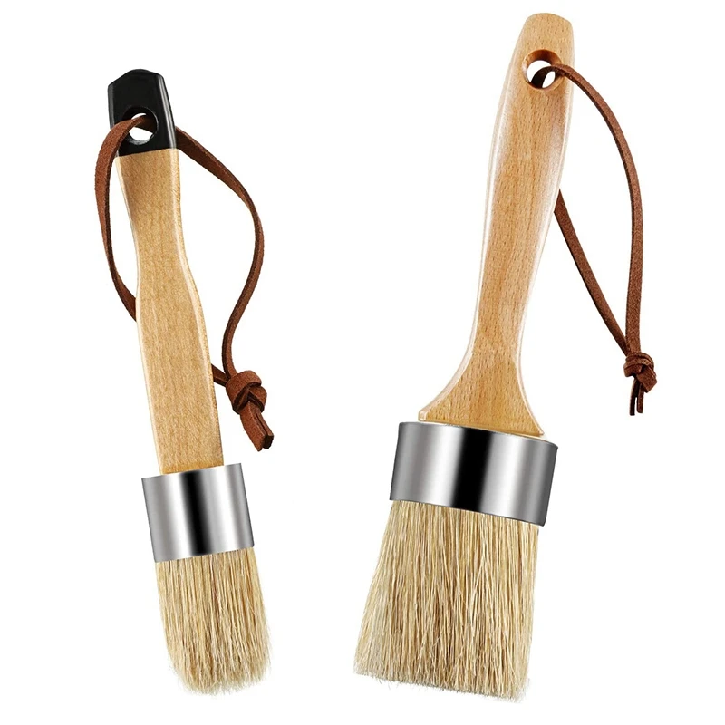 

2Pcs Chalk and Wax Paint Brushes Painting Brush Bristle Stencil Brushes Round Chalked Painting Bristles for DIY Painting